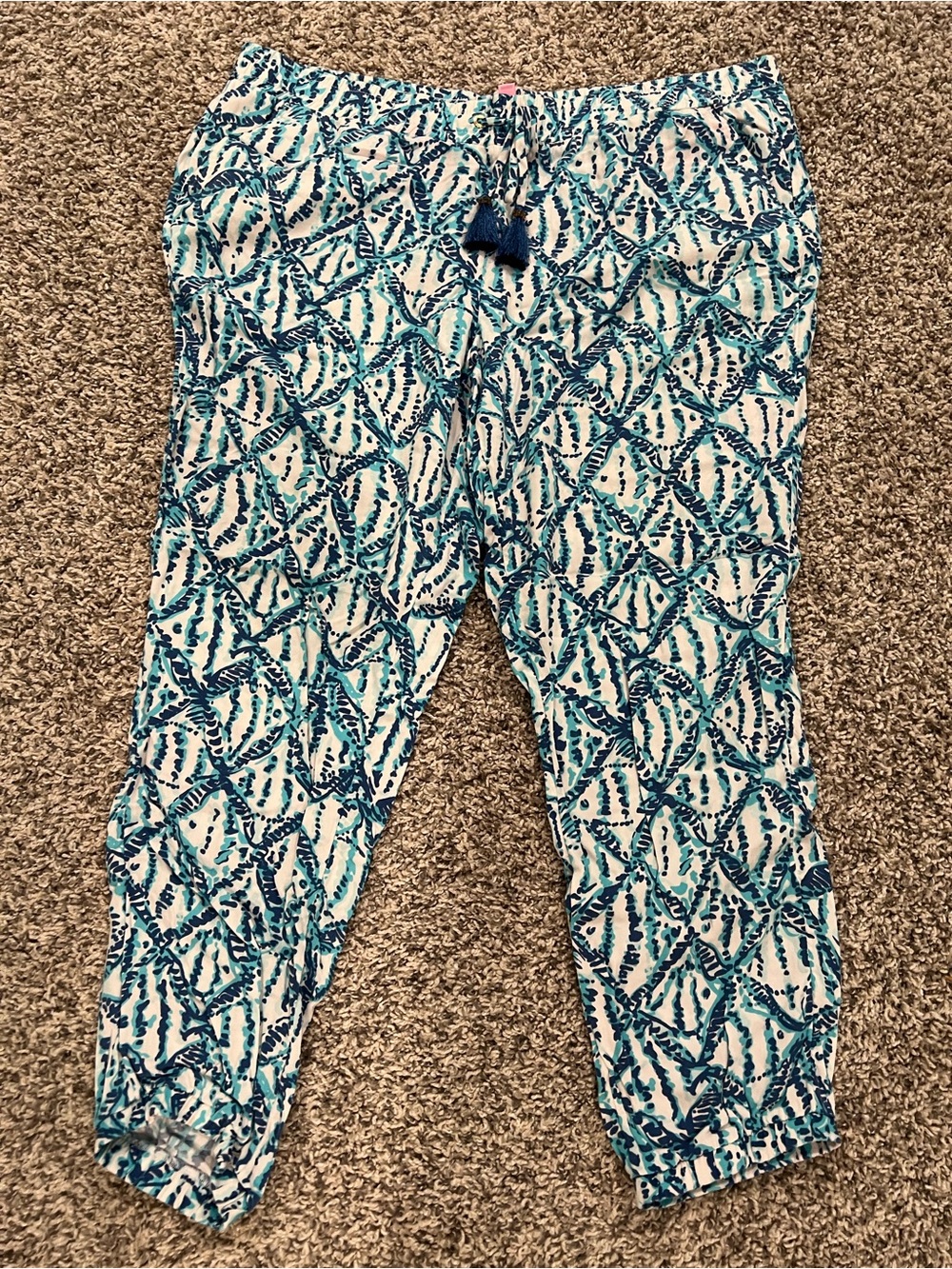 Lilly Pulitzer “I’m Game” Fish Tassel Drawstring Pants, XL